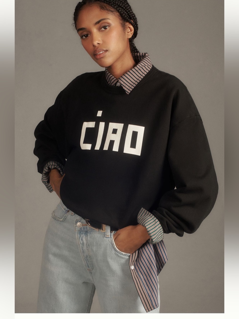 Clare V. Oversized Ciao Sweatshirt, L